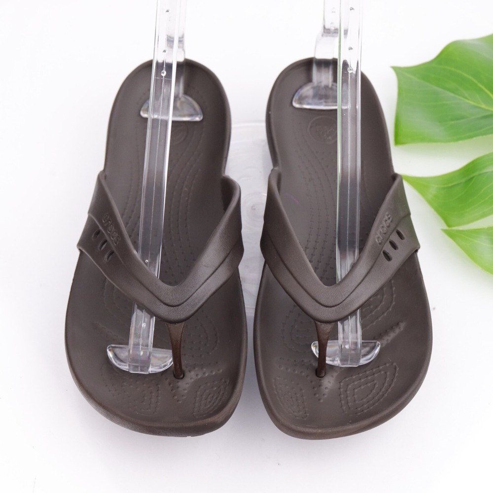 Crocs Shoes Womens Kadee II Sandals Size 11 Brown Thong Flip Flops Comfort Beach